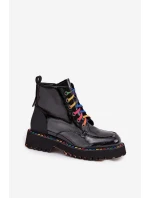 Kožené lakované dámské kotníkové boty Artiker 57C0064 Černé