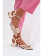 Dámské sandály na klínku s ozdobným detailem světle béžové Vionessa