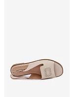 Kožené dámské sandály na nízkém podpatku S.Barski KV61-6076 béžové