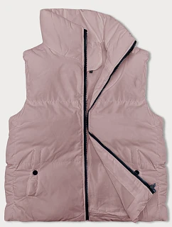 Dámská péřová vesta se stojáčkem růžová (5M3150-46)