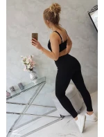 Souprava s halenkou s žebrováním černá Souprava s halenkou s žebrováním černá