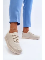 Kožené Sportovní Dámské Tenisky Beige Lalnai