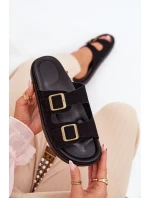 Dámské Pantofle S Přezkami Na Korek Podošve Černé Sercele Dámské Pantofle S Přezkami Na Korek Podošve Černé Sercele