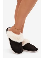 Dámské pantofle s kožíškem – černé Zanelia