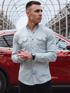 Pánská šedá džínová košile FashionStreet DX2578