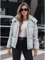 Dámská kožená přechodná bunda COLLAR šedá FashionStreet TY5190