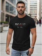Pánské tričko s velkým nápisem, bavlněné, černé, FashionStreet NX5137R