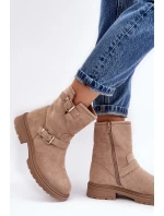 Dámské ploché kozačky s přezkami, béžová Bliggore