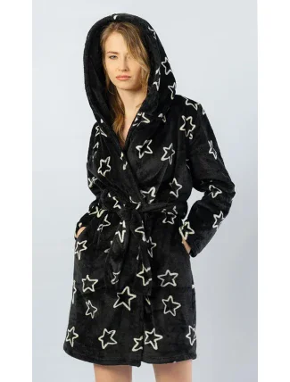 Dámský župan krátký s kapucí Hvězdy Dámský župan krátký s kapucí Hvězdy