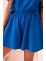 Dámský bavlněný komplet s širokými šortkami chrpově modrá Dámský bavlněný komplet s širokými šortkami chrpově modrá