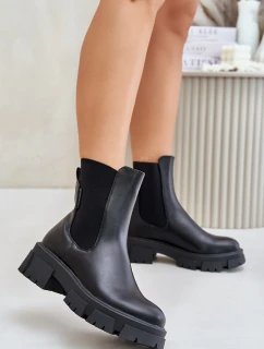 Zateplené nazouvací botky Chelsea z eko kůže Big Star MM274071 Černé