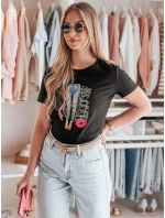 Dámské tričko s potiskem TRENDAY černé FashionStreet RY2824 Dámské tričko s potiskem TRENDAY černé FashionStreet RY2824