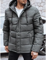 Pánská prošívaná zimní bunda s kapucí FashionStreet graphite TX5053