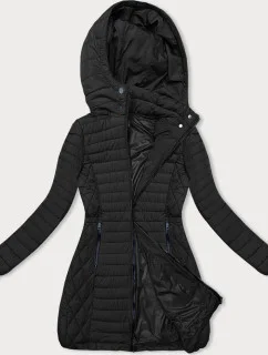 Černá dámská bunda s kapucí pro přechodné období (2M-017)