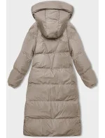 Světle béžová dlouhá hrubší dámská bunda s kapucí (5M3163-62) Světle béžová dlouhá hrubší dámská bunda s kapucí (5M3163-62)