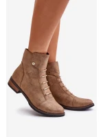 Zateplené dámské boty na plochém podpatku zlaté Labise