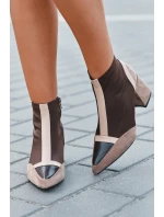 Dámské kotníkové boty na masivním podpatku na zip hnědé Delvane