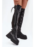 Dámské kozačky nad kolena na masivní platformě Erisna – černé