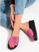 Jedinečné nazouváky dámské růžové na klínku Jedinečné nazouváky dámské růžové na klínku