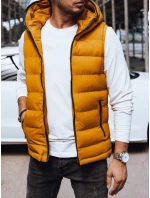 Pánská prošívaná vesta s kapucí žlutá FashionStreet TX4752