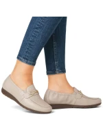 Dámské pohodlné kožené mokasíny béžové Rieker L9354-60