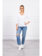 Halenka s výstřihem do V bílá