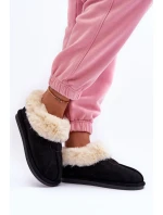 Dámské Papuče S Kožešinou Černé Lanoze