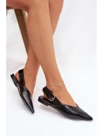 Dámské lakované baleríny s přezkou Rinalle – černé Dámské lakované baleríny s přezkou Rinalle – černé