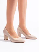 Moderní dámské hnědé lodičky na širokém podpatku Moderní dámské hnědé lodičky na širokém podpatku