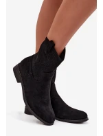 Dámské kotníkové boty na nízkém podpatku s perforovaným vzorem S.Barski HY52-530 Černé