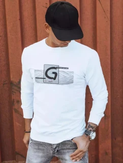 Pánská bílá mikina s potiskem FashionStreet BX5370