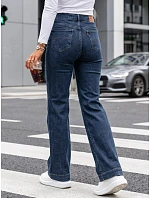 Dámské džíny s širokými nohavicemi a vysokým pasem, tmavě modré, FashionStreet UY3099 Dámské džíny s širokými nohavicemi a vysokým pasem, tmavě modré, FashionStreet UY3099