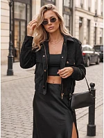 Dámská přechodová bunda z černého semiše FashionStreet TY5875 Dámská přechodová bunda z černého semiše FashionStreet TY5875