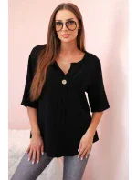 Dámská mušelínová košile s knoflíkem černá