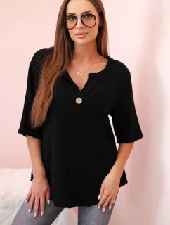 Dámská mušelínová košile s knoflíkem černá