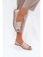 Kožené Děrované Baletky S Odkrytými Prsty S.Barski LR51-922 Béžové