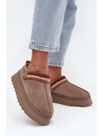 Dámské sněhule nízké s pohyblivým páskem a výšivkou na platformě tmavě béžové Lyrisse Dámské sněhule nízké s pohyblivým páskem a výšivkou na platformě tmavě béžové Lyrisse