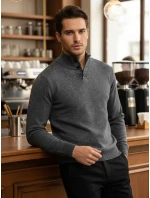 Pánský svetr se stojáčkem světle šedý FashionStreet WX2356