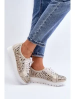 Kožené Polobotky Na Platformě Bežové Hypnosis