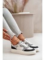 Dámské Nízké Tenisky Z Eko Kůže Big Star OO274028 Bílá-Šedá