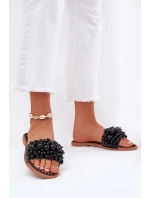 Dámské Plné Sandály S Ozdobnými Perlami Černé Aricca Dámské Plné Sandály S Ozdobnými Perlami Černé Aricca