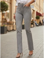 Dámské džíny s vysokým pasem a širokými nohavicemi šedé FashionStreet UY2875