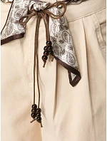 Dámské kalhoty s vysokým pasem a záševky béžové FashionStreet UY2900