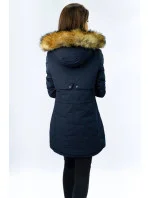 Tmavě modro-růžová oboustranná dámská zimní bunda s kapucí (w213)