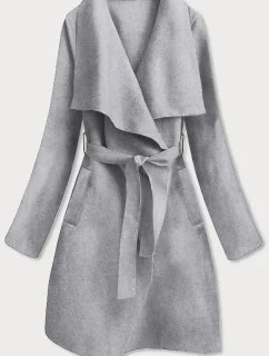 Šedý dámský minimalistický kabát (747ART)