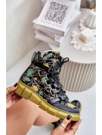 Kožené Ploché Šněrovací Boty Maciejka 06158-07 Žluto-Černé