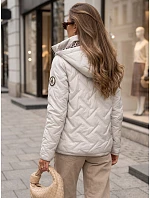 Dámská přechodová bunda s kapucí, světle šedá, FashionStreet TY5776 Dámská přechodová bunda s kapucí, světle šedá, FashionStreet TY5776