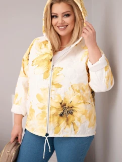 Dámská jarní bunda Plus Size s květinovým vzorem žlutá