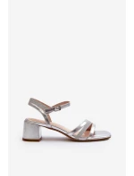 Dámské sandály na nízkém podpatku z ekokůže Sergio Leone SK046 stříbrné