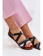 Dámské Ploché Sandály S Pásky Černé Sergio Leone SK087H